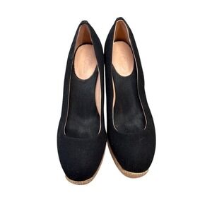 J Crew Black Canvas Espadrille Wedge Heels Women Size 8
